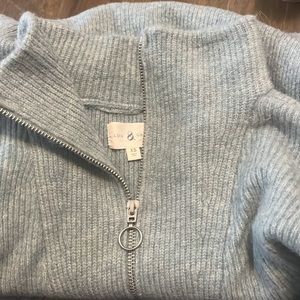 Lou & Grey Quarter Zip Blue Tunic Sweater